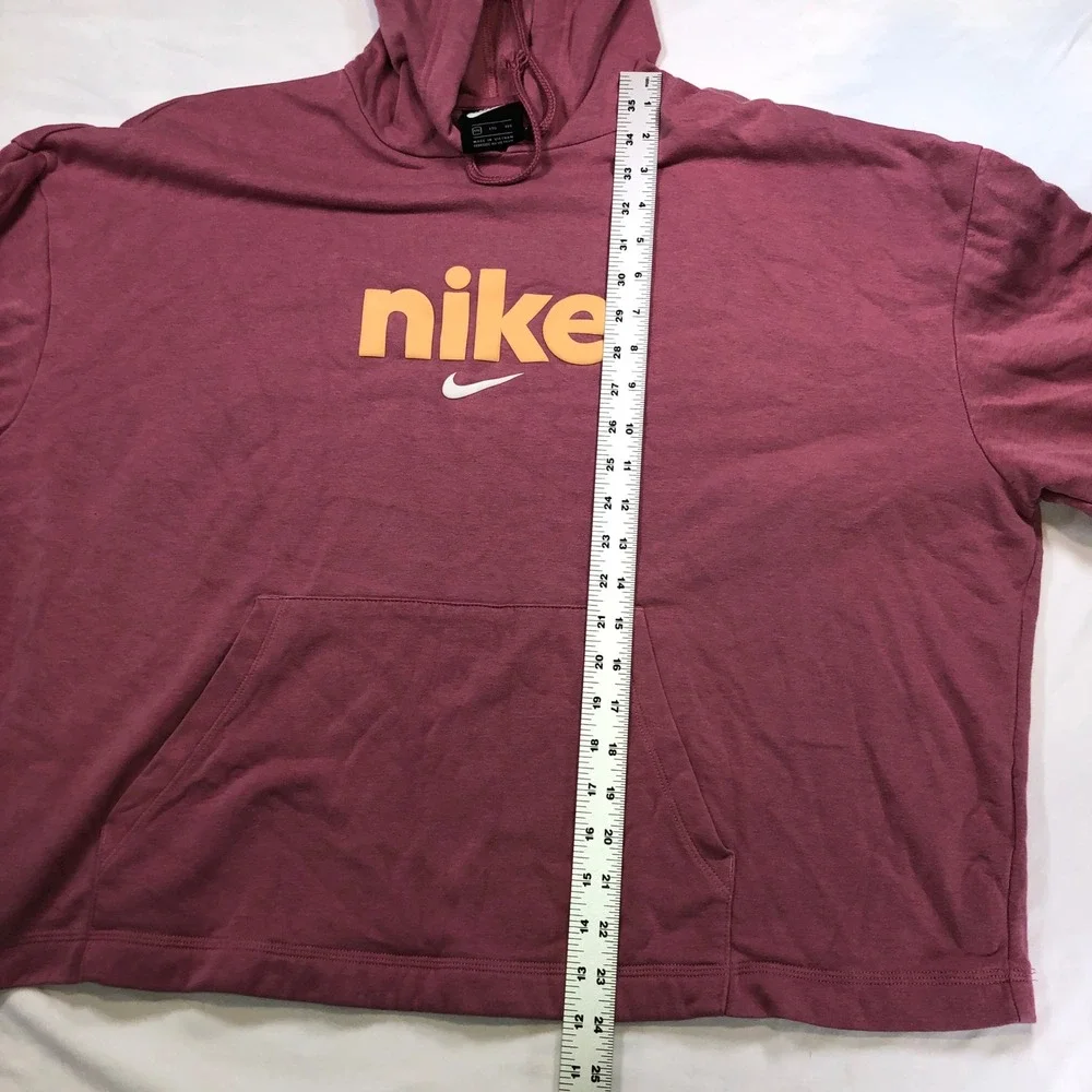 Nike Sportswear Logo Hoodie XXL Mauve Pink Orange Puff Print Pullover Womens